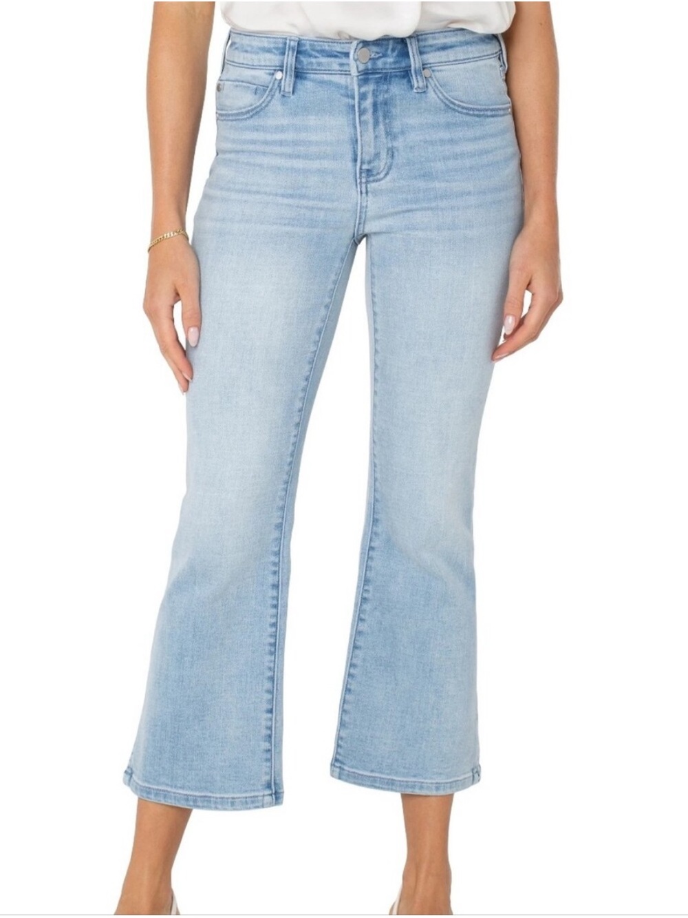 Liverpool Hannah Crop Flare With Side Slit Denim Jeans Clarkdale Size 14W